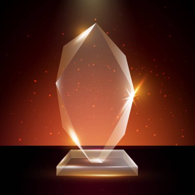 Boş şeffaf vektör akrilik cam kupa ödül şablon