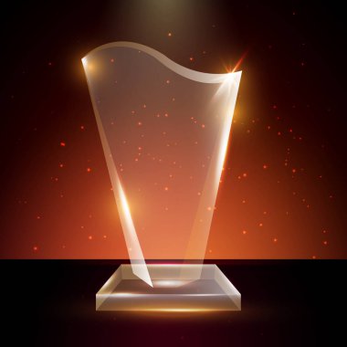 Boş şeffaf vektör akrilik cam kupa ödül şablon