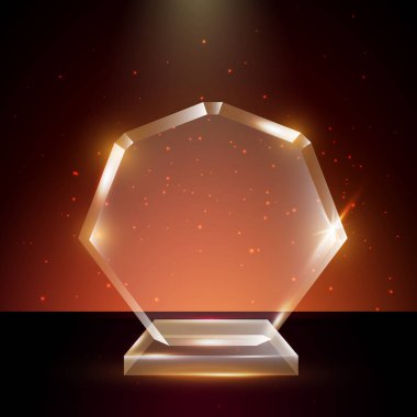 Boş şeffaf vektör akrilik cam kupa ödül şablon