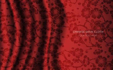 Geleneksel kırmızı Çin ipek saten kumaş bez arka plan