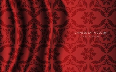 Geleneksel kırmızı Çin ipek saten kumaş bez arka plan