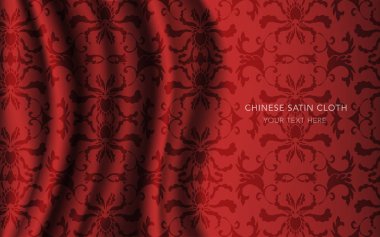 Geleneksel kırmızı Çin ipek saten kumaş bez arka plan