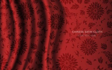 Geleneksel kırmızı Çin ipek saten kumaş bez arka plan