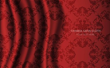 Geleneksel kırmızı Çin ipek saten kumaş bez arka plan