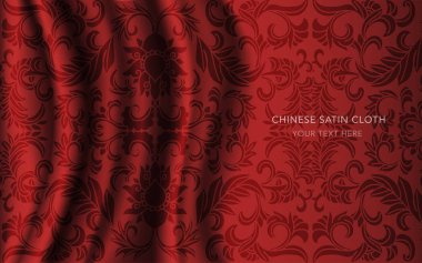 Geleneksel kırmızı Çin ipek saten kumaş bez arka plan