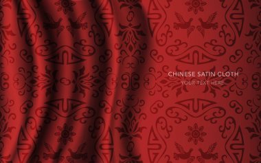 Geleneksel kırmızı Çin ipek saten kumaş bez arka plan