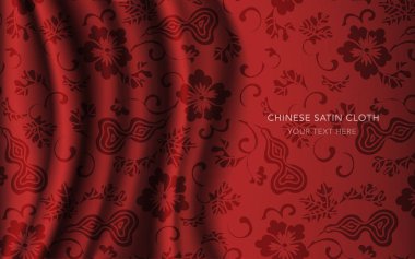 Geleneksel kırmızı Çin ipek saten kumaş bez arka plan