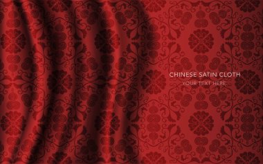 Geleneksel kırmızı Çin ipek saten kumaş bez arka plan