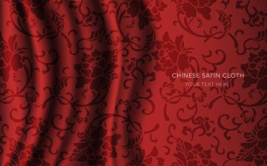 Geleneksel kırmızı Çin ipek saten kumaş bez arka plan