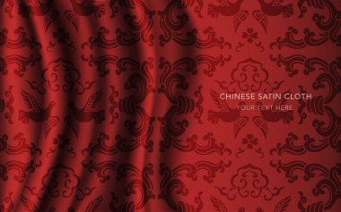 Geleneksel kırmızı Çin ipek saten kumaş bez arka plan