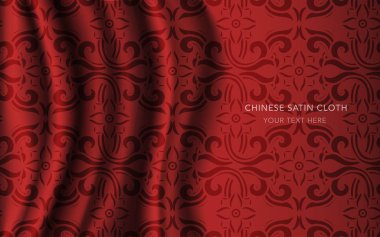 Geleneksel kırmızı Çin ipek saten kumaş bez arka plan