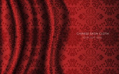 Geleneksel kırmızı Çin ipek saten kumaş bez arka plan