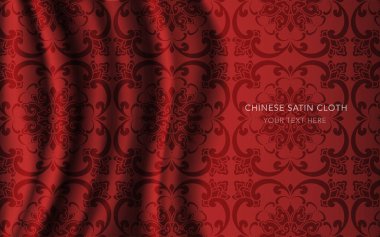 Geleneksel kırmızı Çin ipek saten kumaş bez arka plan