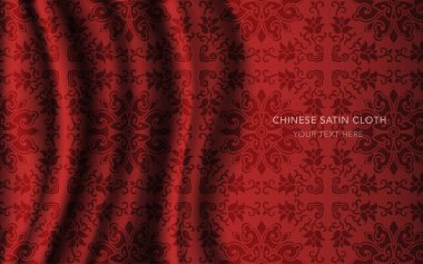 Geleneksel kırmızı Çin ipek saten kumaş bez arka plan