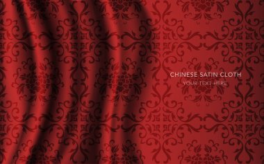 Geleneksel kırmızı Çin ipek saten kumaş bez arka plan
