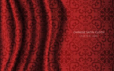 Geleneksel kırmızı Çin ipek saten kumaş bez arka plan