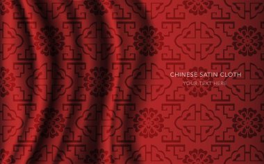 Geleneksel kırmızı Çin ipek saten kumaş bez arka plan