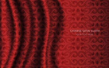 Geleneksel kırmızı Çin ipek saten kumaş bez arka plan