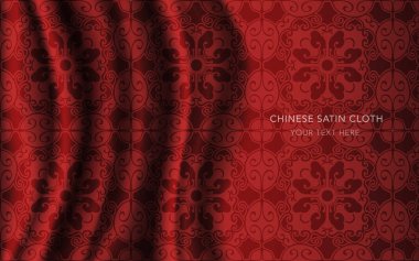 Geleneksel kırmızı Çin ipek saten kumaş bez arka plan