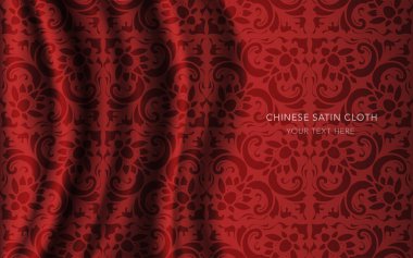Geleneksel kırmızı Çin ipek saten kumaş bez arka plan