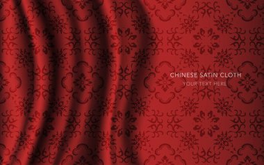 Geleneksel kırmızı Çin ipek saten kumaş bez arka plan