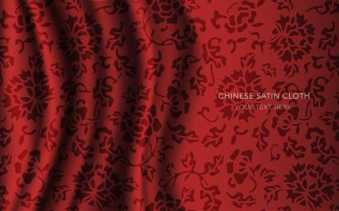 Geleneksel kırmızı Çin ipek saten kumaş bez arka plan