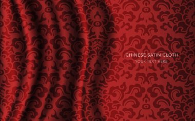 Geleneksel kırmızı Çin ipek saten kumaş bez arka plan