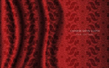 Geleneksel kırmızı Çin ipek saten kumaş bez arka plan