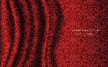 Geleneksel kırmızı Çin ipek saten kumaş bez arka plan