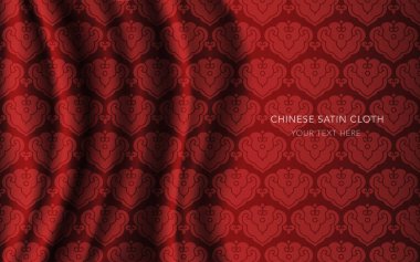 Geleneksel kırmızı Çin ipek saten kumaş bez arka plan