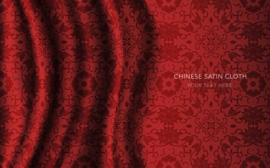 Geleneksel kırmızı Çin ipek saten kumaş bez arka plan