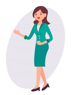 Çizgi film karakteri tasarım kadın banka resepsiyonist hanım içinde