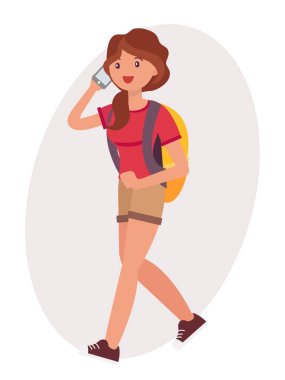 Çizgi film karakteri tasarım akıllı telefon üzerinde kadın kadın konuşmak ha