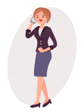 Çizgi film karakteri tasarım akıllı telefon üzerinde kadın kadın konuşmak ha