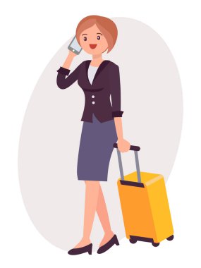 Çizgi film karakter tasarımı kadın konuşmak lu ile telefon seyahat