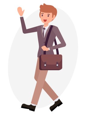 Çizgi film karakteri tasarım erkek erkek deri omuz çantası dalga ile