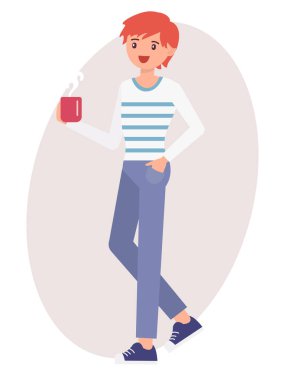 Çizgi film karakteri tasarım erkek tutun kahve Kupası belge dosyası