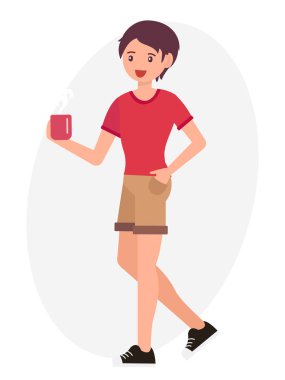 Çizgi film karakteri tasarım erkek tutun kahve Kupası belge dosyası