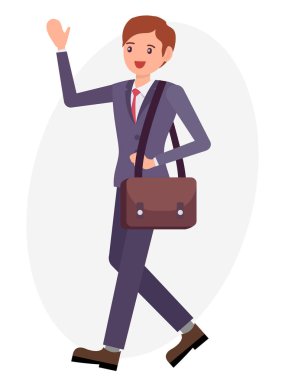 Çizgi film karakteri tasarım erkek erkek deri omuz çantası dalga ile