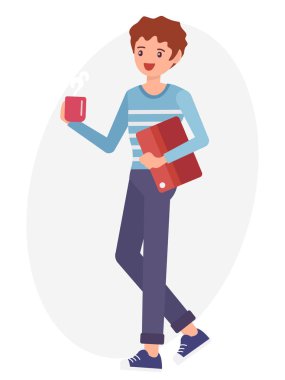 Çizgi film karakteri tasarım erkek tutun kahve Kupası belge dosyası