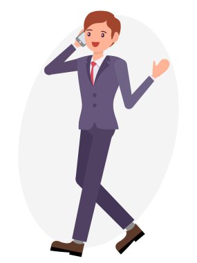 Çizgi film karakteri tasarım erkek erkek telefon chee üzerinde konuşma yürüme