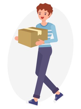 Çizgi film karakteri tasarım erkek insan taşımak Anmalık kutular