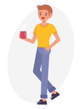 Çizgi film karakteri tasarım erkek tutun kahve Kupası belge dosyası