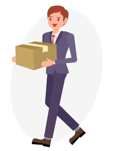 Zeichentrickfigur design männlich mann tragen papierbox — Stockvektor