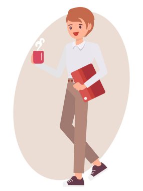 Çizgi film karakteri tasarım erkek tutun kahve Kupası belge dosyası