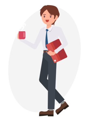 Çizgi film karakteri tasarım erkek tutun kahve Kupası belge dosyası