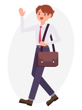 Çizgi film karakteri tasarım erkek erkek deri omuz çantası dalga ile