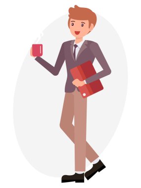 Çizgi film karakteri tasarım erkek tutun kahve Kupası belge dosyası