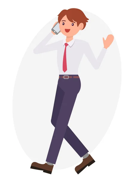 Karikatúra karakter design férfi üzletember szúró telefon beszélgetés — Stock Vector