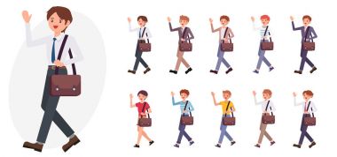 Çizgi film karakteri tasarım erkek iş adam dalga el sa tebrik